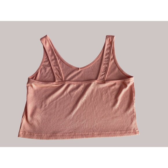V Neck Ribbed Tank Top Peach by Shein Sz XL/12 - Picture 4 of 5